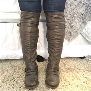 Brown knee high boots